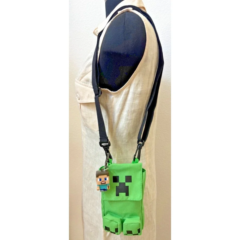 Minecraft Creeper Crossbody Bag Green Shoulder Phone Pouch Steve Charm